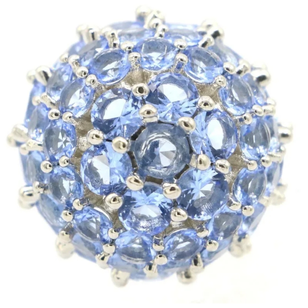 New size 9 rich blue violet tanzanite dome sterling silver ring